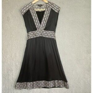 Y2K Bebe Babydoll Tie Back Satin Dress Size XS V-Neck Black